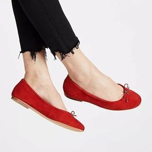 Sam Edelman Felicia Red Suede Leather Ballet Flats